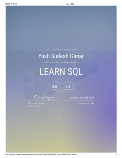 SQL certification preview